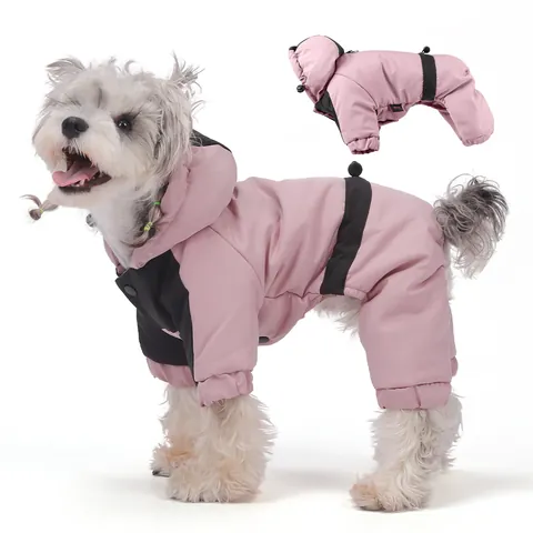 Abrigo Puffer para Perro con Capucha de Grafeno Invierno Cálido Mono de Cuatro Patas Impermeabile Chaqueta de Algodón para Mascotas