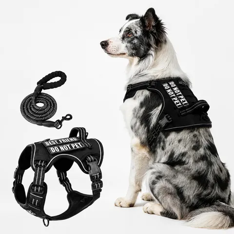 Taktisches Hundegeschirr Für Große Hunde No Pull Verstellbare Reflektierende Weste Mit Griff Heavy Duty PU Nylon Haustier Training Geschirr