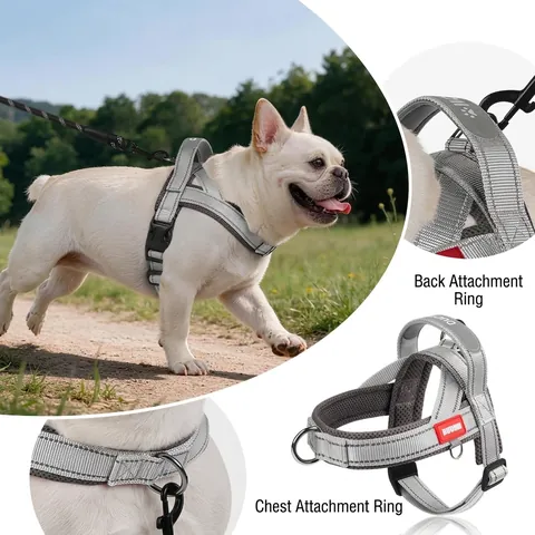 Reflective Dog Harness No Pull Breathable Mesh Soft Pet Saddle Vest Harness Adjustable Contrast Color Small Medium Dogs