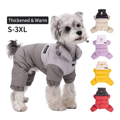 Manteau d'Hiver pour Chien Veste Rembourrée en Coton Chaud pour Animaux Imperméable Coupe Vent Vêtements pour Animaux à Quatre Pattes Avec Anneau en D