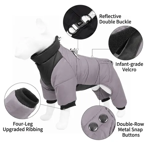 Reflective Waterproof Pet Dog Winter Jacket Warm Thickened Four-Legged Padded Coat Windproof Puppy Down Suit For Small Medium Dogs