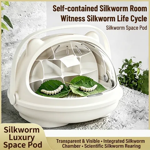 Silkworm Rearing Tank Kit Space Capsule Design Transparent Observation Cage For Student Science Education Pet Habitat