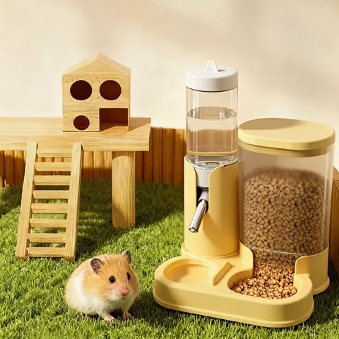 Automatic Hamster Feeder And Waterer Double Combo For Small Pets Gravity Feed Dispenser PP Plastic Pet Supplies