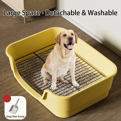 Large Pet Dog Toilet With High Fence Splash-proof Grid Potty Training Tray For Small Medium Large Dogs Easy Clean PP Plastic Indoor Puppy Toilet Tray