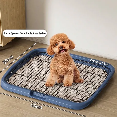 Hundetoilette Groß Edelstahlgitter Haustier Toilette Innenbereich Hundetraining Potty Rutschfeste Basis Einfach zu Reinigen
