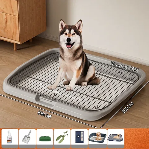 Indoor Dog Toilet Pet Potty Training Tray With Stainless Steel Grid Removable Plastic Base For Medium Large Dogs Easy Clean