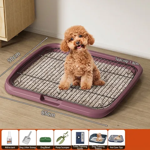 Hundetoilette Groß Edelstahlgitter Haustier Toilette Innenbereich Hundetraining Potty Rutschfeste Basis Einfach zu Reinigen