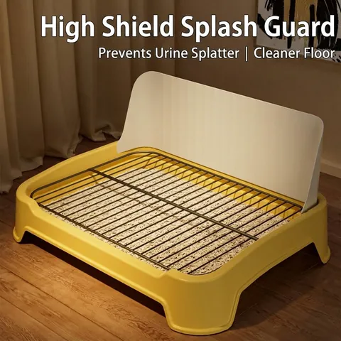 Indoor Dog Toilet Puppy Potty Trainer With Removable Splash Guard Iron Mesh Floor Grid Tray For Small Medium Dogs PP Plastic