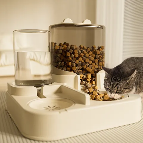 Alimentatore Automatico Minimalista per Animali Domestici e Distributore d'Acqua Combinato a Gravità Ciotola per Cani e Gatti