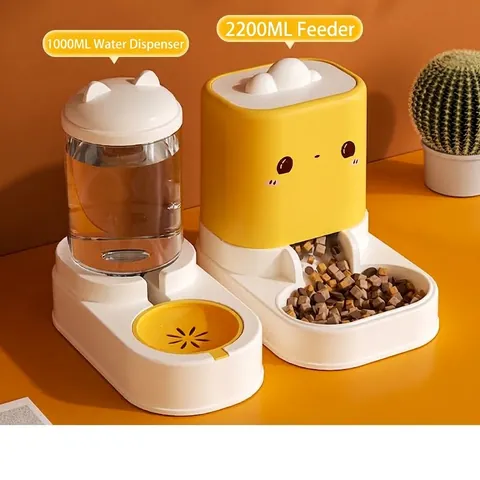 Automatische Voer- en Waterbak Set Zwaartekracht Waterdispenser Hond Kat Voerbak Afneembaar Kunststof Huisdier Voerstation