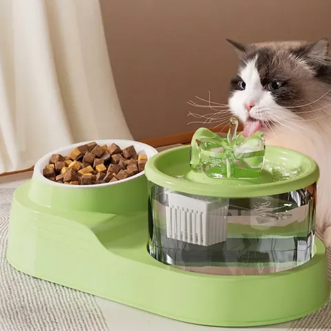Automatischer Katzenwasserbrunnen Haustier-Wasserspender Mit Zirkulations-Filtrationssystem Nackenschutz-Futternapf Stille Pumpe Großer Kapazitätsbrunnen