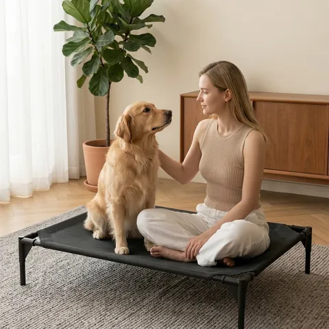 Elevated Pet Cot Off-Ground Dog Bed Oxford Fabric Breathable Raised Pet Bed For Large Small Dogs Moisture Proof Portable Sleeping Mat