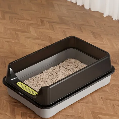 Extra Large Semi-Enclosed Cat Litter Box Anti-Splash High Fence Cat Toilet With Litter Scoop Plastic PP Pet Cleaning Basin