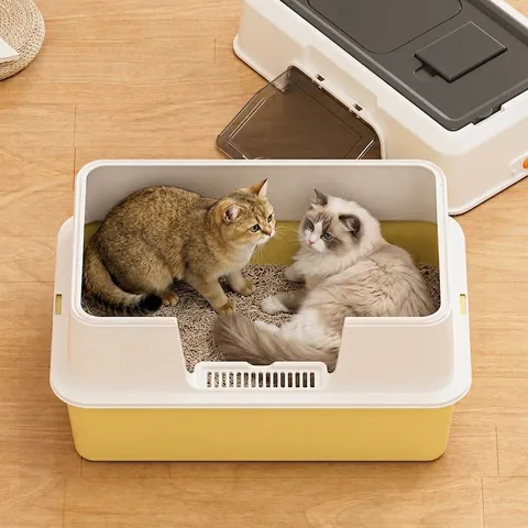 Large Fully Enclosed Cat Litter Box with Odor Isolation Anti-Splatter Pet Toilet with UV Sterilization and Scoop for Cats