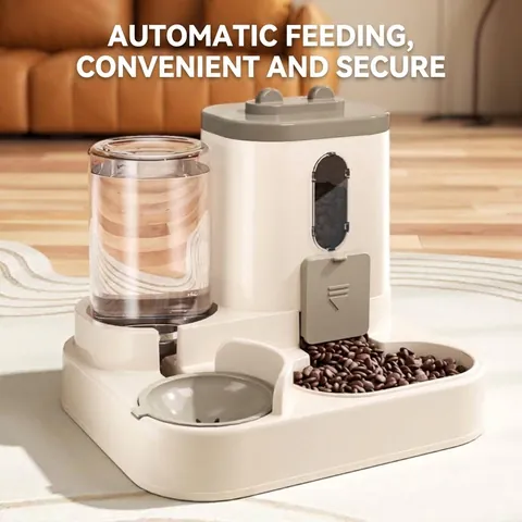 2-In-1 Automatische Voerbak en Drinkbak voor Huisdieren Zwaartekracht Voerbak Sifon Waterfles Voerstation voor Katten en Kleine Honden