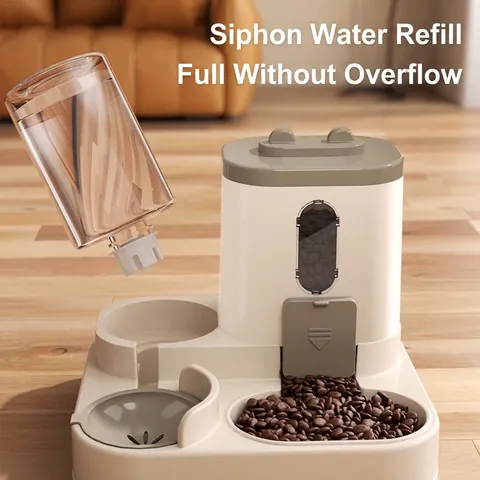 2-In-1 Automatische Voerbak en Drinkbak voor Huisdieren Zwaartekracht Voerbak Sifon Waterfles Voerstation voor Katten en Kleine Honden