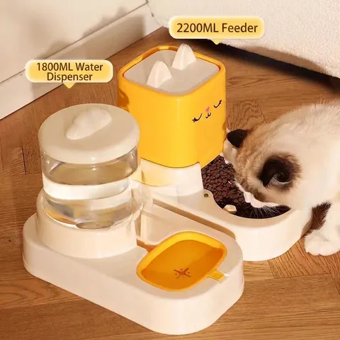 Alimentador Automático para Perros y Gatos Bebedero por Gravedad Dispensador de Comida Fuente de Agua Gran Capacidad para Mascotas Pequeñas y Medianas