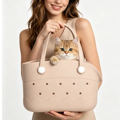 Portable EVA Pet Carrier Breathable Hole Design Tote Bag For Small Cats Dogs Travel Car Mounting Waterproof Handheld Bag