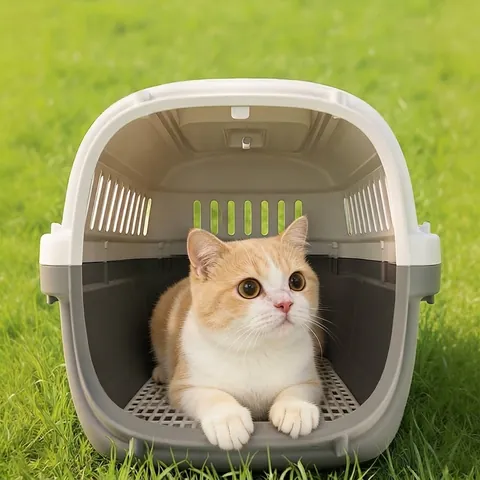 Transportín Rígido Para Mascotas Aprobado Por Aerolíneas Caja De Viaje Portátil Para Gatos Perros Pequeños Caja De Plástico Transpirable Con Puerta De Metal
