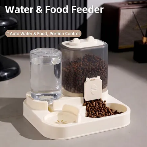 Comedero y Bebedero Automático para Gatos 2 en 1 Cuenco de Alimentación por Gravedad con Depósito Transparente para Mascotas