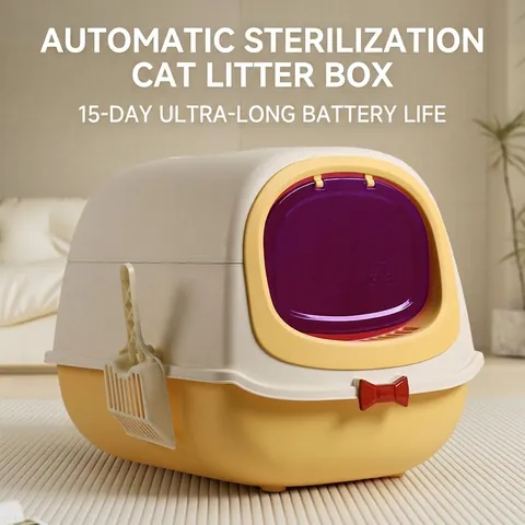 Extra Large Enclosed Cat Litter Box With Butterfly Bow Odor Control Splash Proof Kitty Toilet Scoop Detachable Pet Supplies