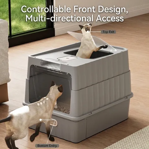 Large Fully Enclosed Cat Litter Box Drawer Type Splash-proof Cat Toilet PP Plastic Deodorizing Pet Toilet For Adult Cats