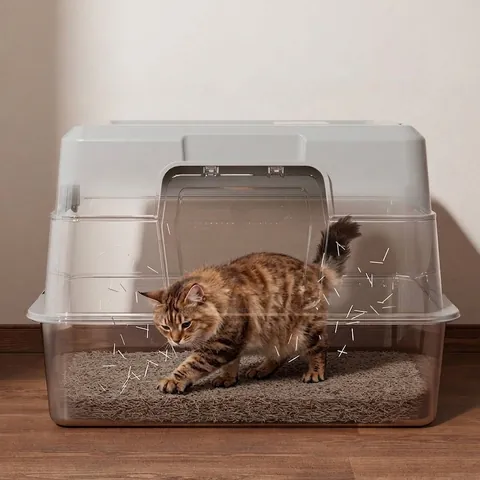 Roestvrij Stalen Kattenbak Volledig Gesloten Grote Capaciteit Met Kap Spatwaterdicht Geurcontrole Voor Volwassen Katten Binnen Huisdier Toilet
