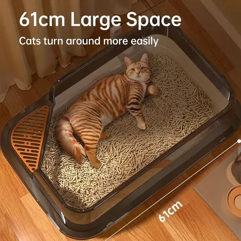 Extra Large Semi-Enclosed Cat Litter Box High Splash Guard Sand Leakage Pedal Durable PP Plastic Open Top Kitty Litter Basin Basin Pet Supplies