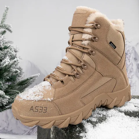 Scarponi da Trekking High Top per Uomo Donna Caldi Stivali da Neve Invernali Antiscivolo Stivali Tattici da Combattimento
