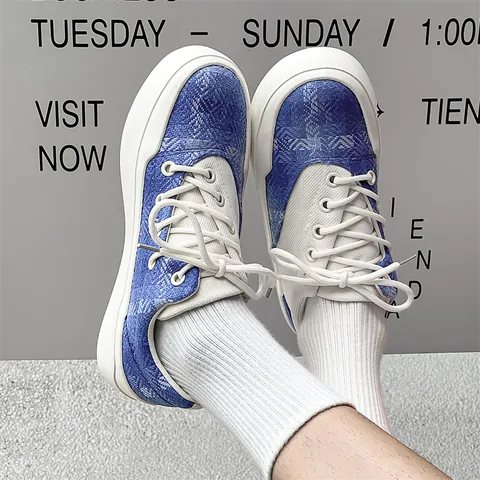 Unisex Niedriger Schaft Segeltuch Sneakers Runde Zehe Schnürung Skateschuhe Zebramuster Blau Farbblock Mode Alltagsschuhe