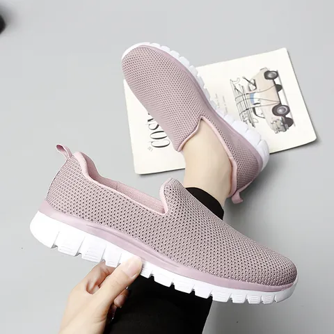 Women's Summer Casual Mesh Sneakers Breathable Lightweight Slip-On Loafers Flat Comfort Walking Shoes For Daily Leisure Fashion
