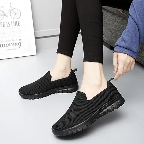 Women's Summer Casual Mesh Sneakers Breathable Lightweight Slip-On Loafers Flat Comfort Walking Shoes For Daily Leisure Fashion