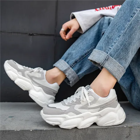 Men Retro Chunky Sneakers Breathable Mesh Thick Sole Casual Sports Shoes Fashion Non Slip Dad Shoes For Daily Walk