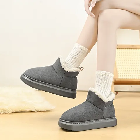Stivali da Neve in Velluto a Coste da Donna Invernali Suola Spessa Caldi Foderati in Peluche Scarpe in Cotone Casa Coppia