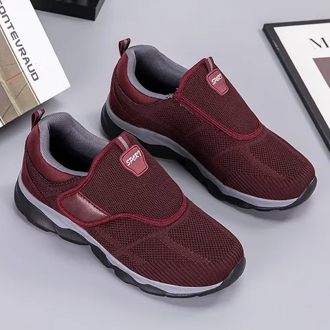 Chaussures de Marche en Maille Respirante Unisexe Baskets Sportives Décontractées Légères Avec Fermeture à Scratch Semelle Épaisse