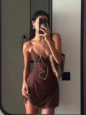 Women Sexy Polka Dot Mini Dress Sleeveless Polyester Spandex Bodycon Cami Dress Summer Casual V-Neck Slim Fit Vacation Short Sun Dress