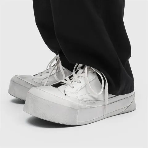 Men Platform Sneakers Chunky Bottom Board Shoes Low Top Casual Fashion Height Increase Walking Shoes Solid Color Lace Up Casual Footwear