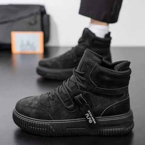 Scarpe da Skate Uomo High-top Moda Sneakers con Zeppa Pelle Mesh Suola PVC Cucite Scarpe Sportive Casual per Uomo Quotidiano Outdoor