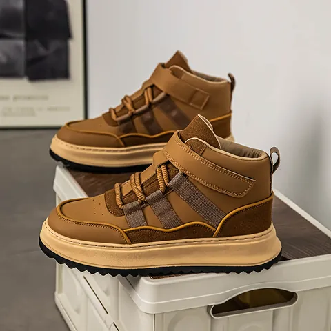Sneaker Casual da Uomo Retro High Top Patchwork Outdoor Moda Scarpe da Board Suola Spessa Antiscivolo per Autunno Inverno