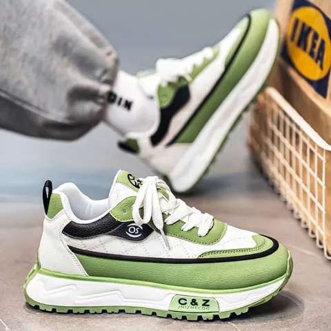 Zapatillas Chunky de Moda para Hombre Cuero Forro Polar Invierno Cálido Suela Gruesa Deporte Casual Daddy Shoes Estilo Coreano Tendencia Transpirable Cómodo Calzado al Aire Libre