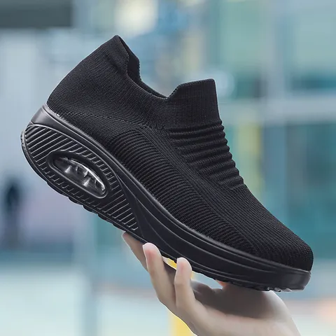 Zapatillas de Deporte Flyknit con Cojín de Aire para Mujer Zapatos de Plataforma Moda Suela Balancín Transpirables sin Cordones