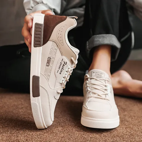Men's Casual Suede Low-top Skate Shoes Patchwork Fashion Sneakers Breathable Non-slip Flat Shoes For Outdoor Student Daily Wear