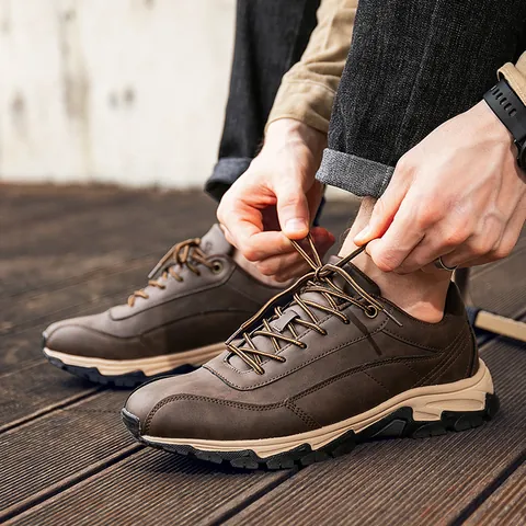 Heren Outdoor Wandelschoenen Lage Top Microvezel Leer Oppervlak Antislip Slijtvast Casual Sneakers Voor Reizen Wandelen Sport
