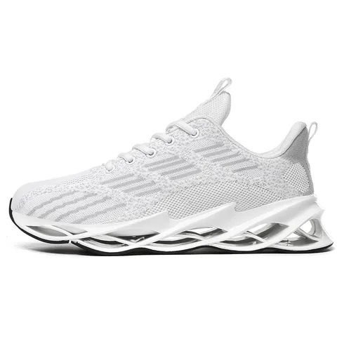 Men's Blade Sole Sneakers Fly Knit Breathable Running Shoes Lightweight Trend Fashion Sport Sneakers For Men Walking Jogging Shoes