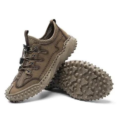 Scarpe da Tempo Libero All'aperto da Uomo Traspiranti in Mesh da Spiaggia Scarpe Sportive Antiscivolo Casual Cucite a Mano