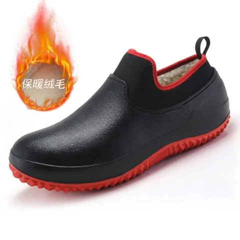 Herren Winter Fleece Gefütterte Kochschuhe Warm Wasserdicht Rutschfest Slipper Lässige Gartenclogs Für Paare Große Größen Slipper