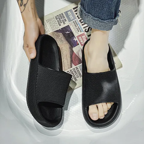 Unisex Summer Thick Sole Slippers Non-Slip Bathroom Indoor Outdoor Platform Slides Soft Quick Dry EVA Couple Casual Sandals