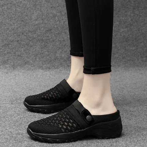 Zapatos de Balancín de Malla para Mujer Transpirables Plataforma Cuña Zapatillas de Caminar Casual Suela Gruesa Primavera Verano