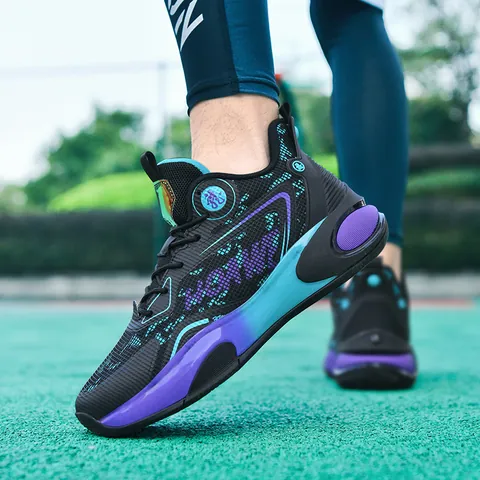 Outdoor Basketbalschoenen Voor Heren Dames Contrastkleur Dikke Zool Slijtvaste Ademende Sportsneakers Voor Studenten Koppels