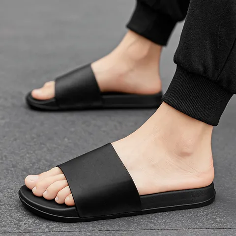 Claquettes Décontractées en EVA pour Couples Semelle Épaisse Couleur Unie Souple Léger Pantoufles Bout Ouvert Chaussures de Maison Homme Femme